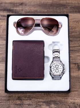新品Men's gift set exquisite package watch+Wallet Sungl.asse