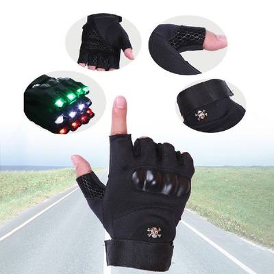 极速LED Fishing Half Finger Gloves Half Finger Sports Lighti