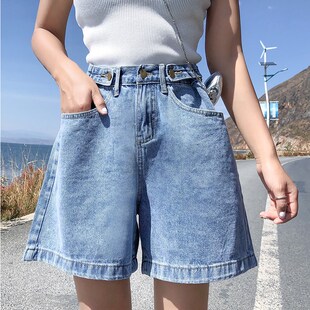 夏季新款加大码牛仔短裤女宽松阔腿适合大腿根粗的裤子200斤显瘦