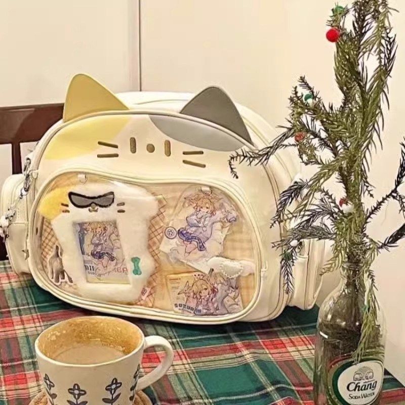 学院风可爱猫咪高级感双肩痛包2024新款diy通勤单肩包百搭斜挎包,箱包皮具/热销女包/男包,手拿包,淘宝优惠券,粉丝福利购,淘宝优惠卷