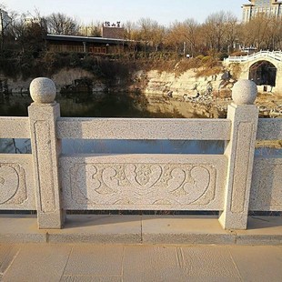 五莲灰花岗岩石材桥栏杆 户外河道景区防护栏扶手青石栏杆桥栏板