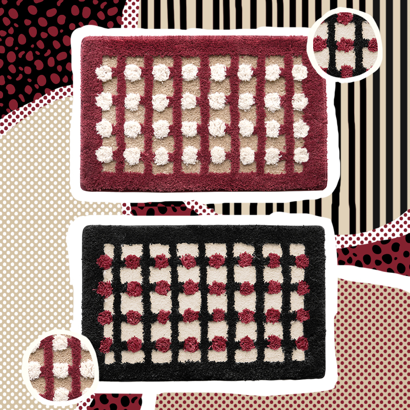 纳茉生活糖豆波点床边地毯客厅沙发卧室地垫浴室门口吸水防滑可爱