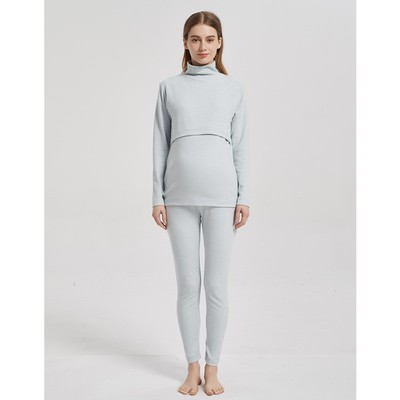 彩棉孕妇高领g秋衣秋裤喂奶上衣横开哺乳月子秋冬纯棉加厚保暖内