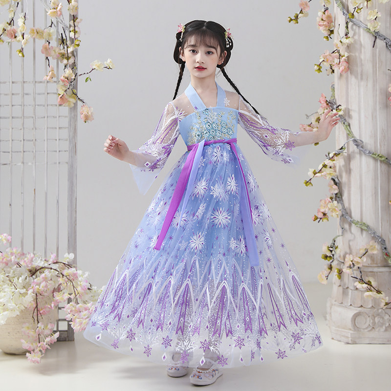 汉服女童女款g超仙古装仙气连衣裙夏款儿童女装古风唐装公主裙套