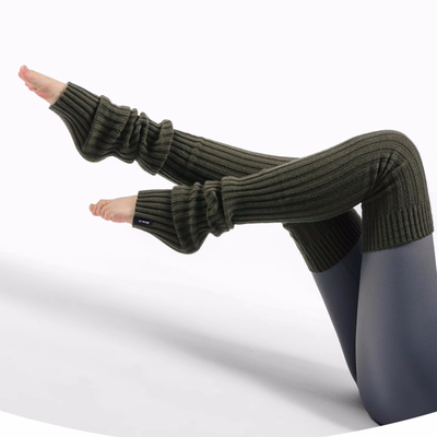 瑜伽袜套过膝长筒袜保暖护膝灰色泡泡袜护腿长筒套袜腿套女款冬季