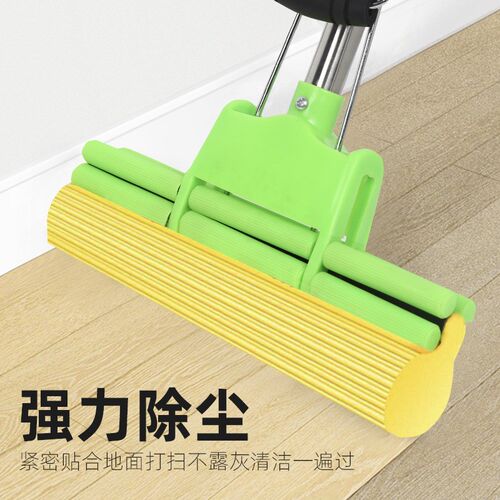 现货胶棉拖把大号免手洗耐用结实海绵拖把滚轮式挤水拖地吸水一拖