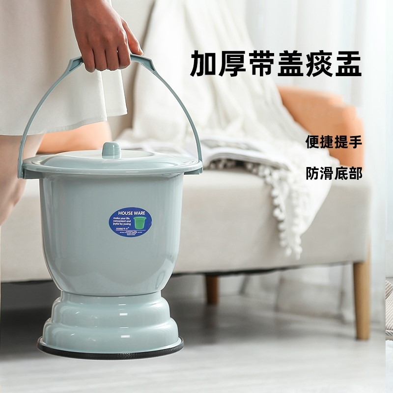 工厂销老人痰盂拉尿桶加高小童尿盆塑料带盖子加T厚女卧室尿壶家