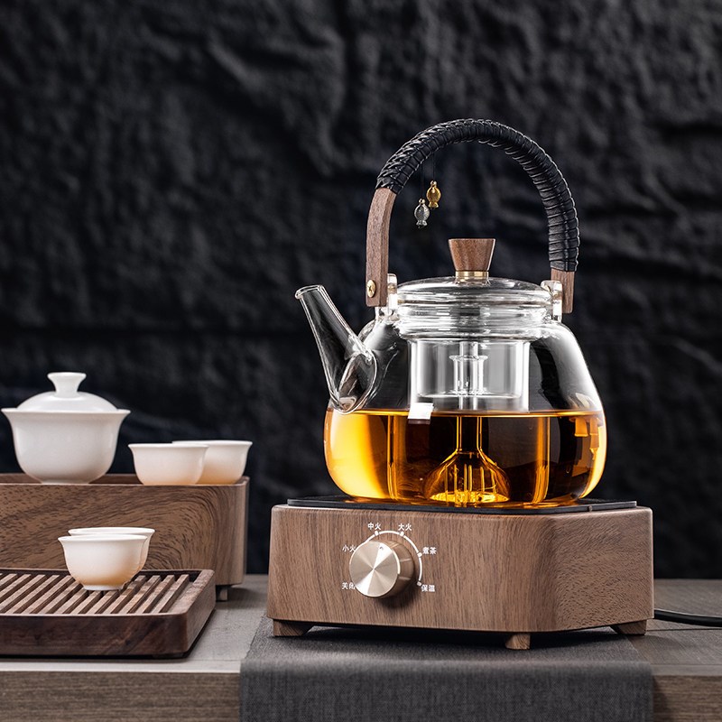 煮茶器玻璃烧水壶蒸煮茶壶电陶炉家用茶具小型养生花茶煮茶炉套装