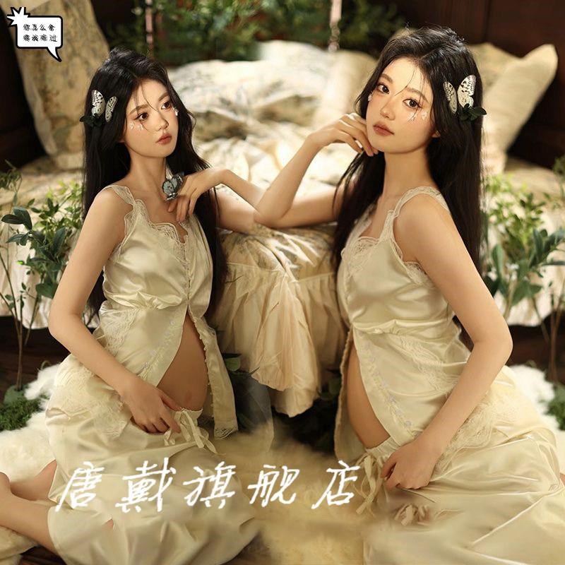 新款法式复古油画风孕妇主题服装纯欲风连衣裙孕妈咪艺术照摄影服