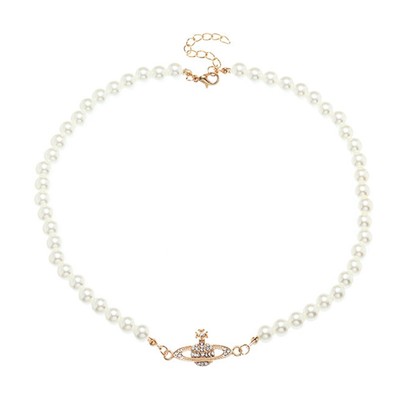 推荐uxury Designer Pearl Necklace Crystal Planet Saturn