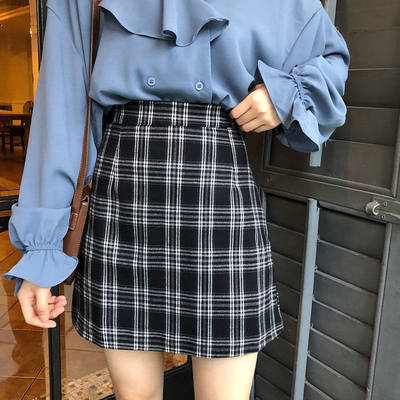 极速Skirts Women Retro Plaid Summer Mini Skirt A-line Ulzzan