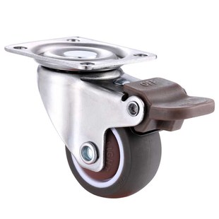 2寸定向万向带刹车静音橡胶家具脚轮 1.5 小万向轮轮子配件1 1.25