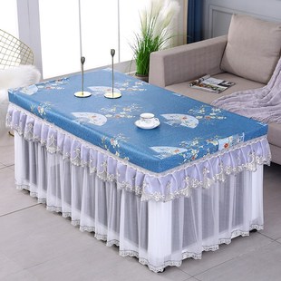 茶几桌布垫子2024新款桌子布盖布茶几套罩全包蕾丝布艺防尘罩家用