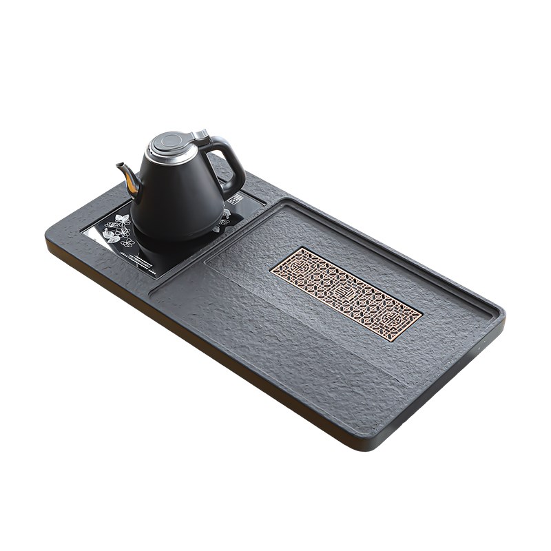 乌金石茶盘家用全自动烧水壶一体功夫石茶盘办公室用茶台盘套装