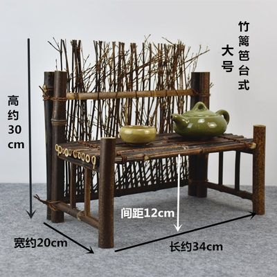 竹制品竹篱笆屏风围栏小栅栏紫竹屏风架日式茶台园艺创意装饰摆件