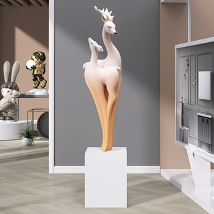 大型档福鹿落地摆件开业礼物客厅家居饰品电视柜乔迁新居雕塑