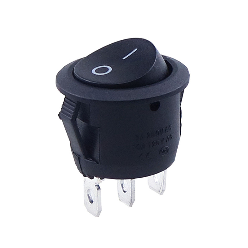 极速1pc Red Black White ON/OFF Round Rocker Toggle Switch 6A