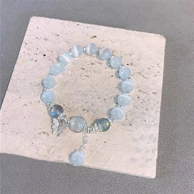 新品Moonstone Crystal Bead Moon Pendant Bracelet Jewelry Gif