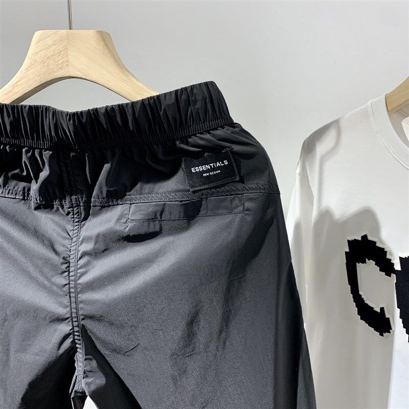 春夏百搭速干透气休闲裤男士2023年时尚K潮牌宽松简约束脚九分裤