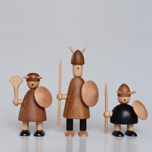 维京人 北欧家居装饰摆件设计师样板间木偶客厅桌面木质创意礼物