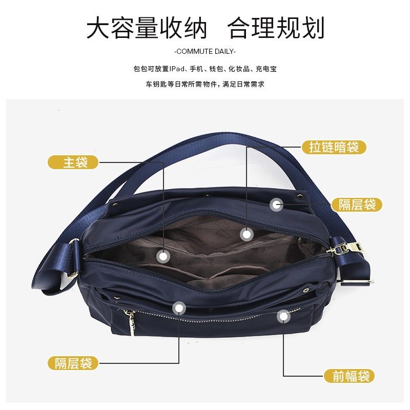 时尚多层帆布包女2024新款牛津布女包妈妈单肩斜挎包轻便小包包夏