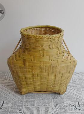 竹编采摘篓竹篮可斜挎背筐采茶专用篮子抓鱼摘茶叶篓子采茶叶的筐