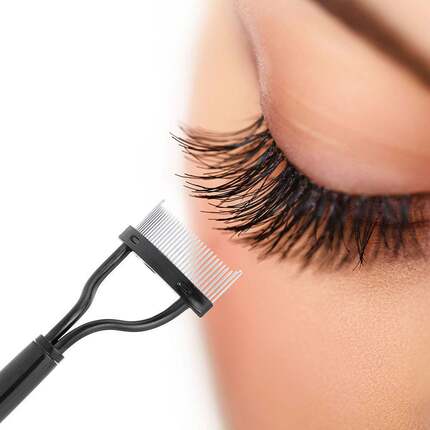 推荐New Black Pink Eyelash Curler Metal Eyelash Brush Comb