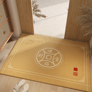 新中式黄色入户门地垫进门门口金色地毯门厅家用耐脏防滑脚垫垫子
