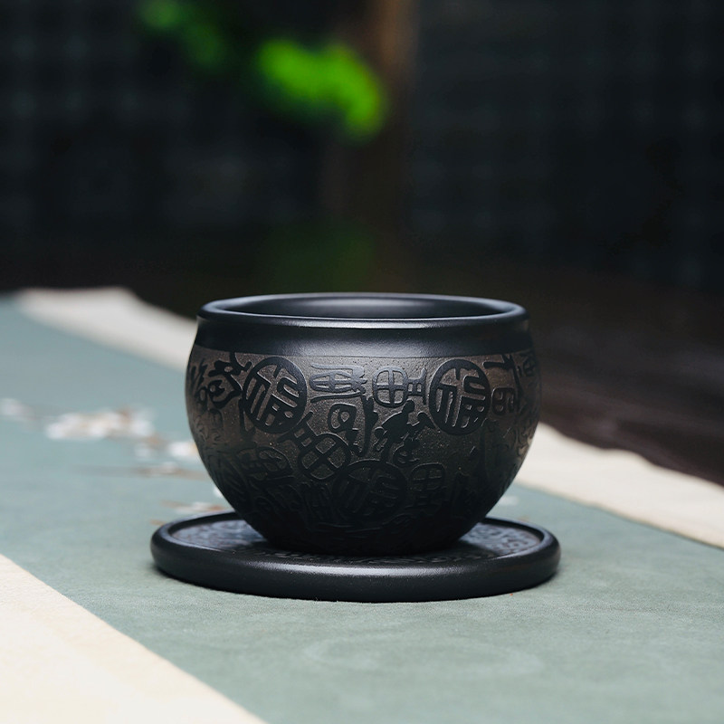 宜兴石黄紫砂壶紫砂杯纯全手工原矿精品品茗杯主人杯功夫茶杯套组