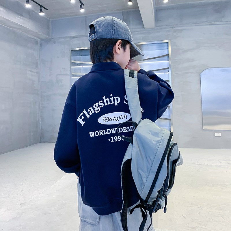 热销儿童polo衫长袖春秋款2024新款男童早秋卫衣纯棉中大童打底上