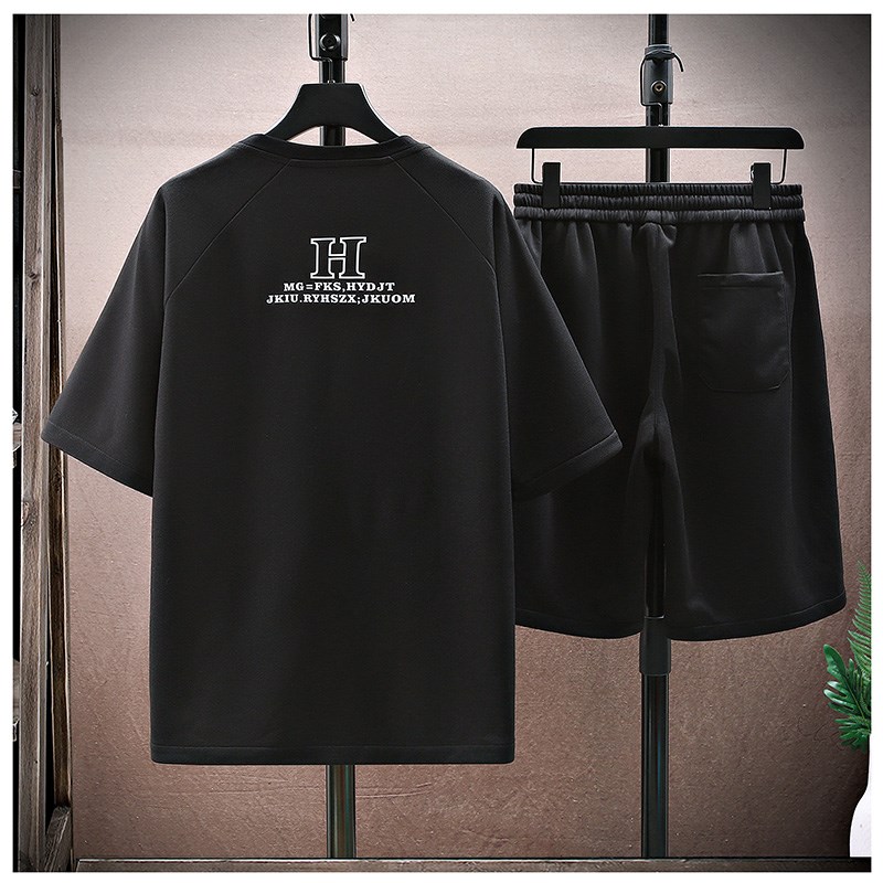 2023夏季休闲套装男时尚短袖T恤男一套五分裤男装衣服TZ6897-P60