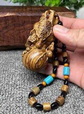 印尼沉香木手工木雕手捻小葫芦手把件木质文玩工艺品摆饰小挂件