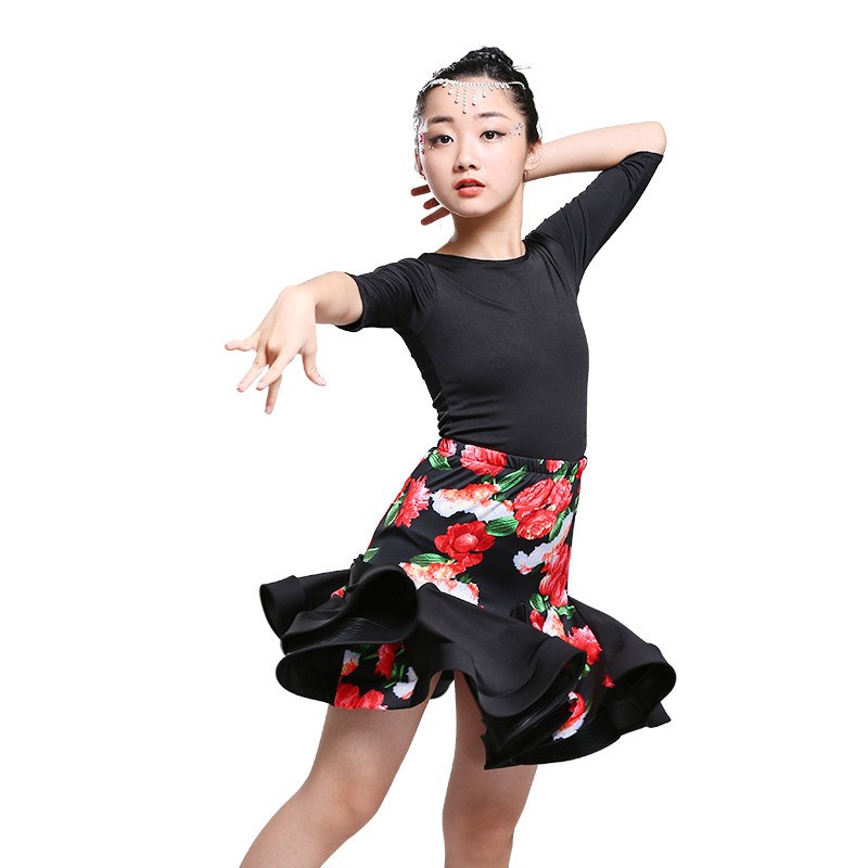 夏季新款儿童拉丁舞裙比赛练功服女孩分体表演拉丁舞蹈服演出新品