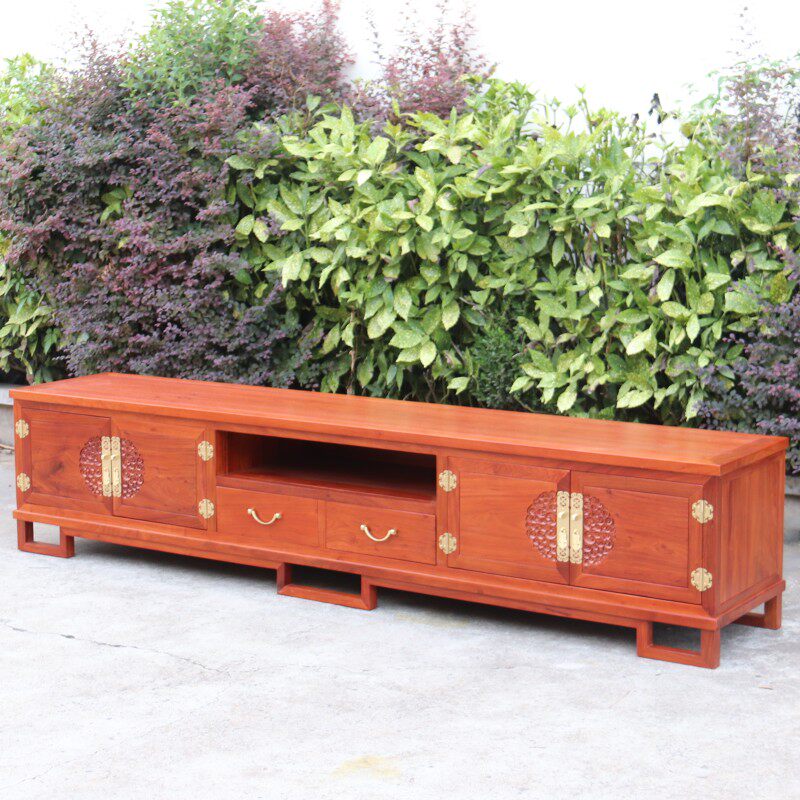 刺花紫檀电视柜新中木地柜实式储物柜展示柜京瓷家俱猬梨木试听柜