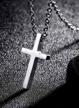 速发Titanium Steel Cross Pendant Necklace for Men Women