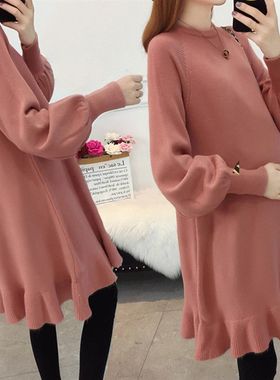 孕妇秋冬装套装打底衫时尚女秋款上衣潮妈冬N装孕妇毛衣连衣裙圆