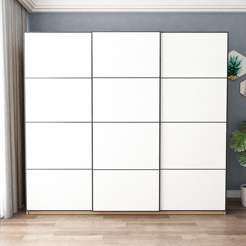 卧室推拉门衣柜定制简约现代滑门大衣橱2门三门2.4m北欧移门衣柜