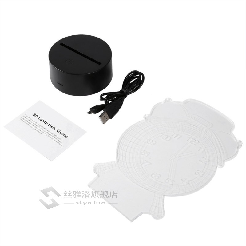 Alarm Clock Shape 3D Visual LED Night Lights for Kids 7 Colo