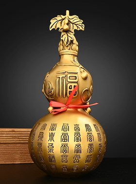 铜葫芦摆件纯铜百福葫芦福禄开口葫芦家居玄关装饰大小号福字葫芦