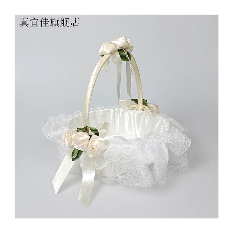 婚礼结婚小花童撒花篮子放花瓣戒指婚庆节日晚会舞蹈装饰手提花篮