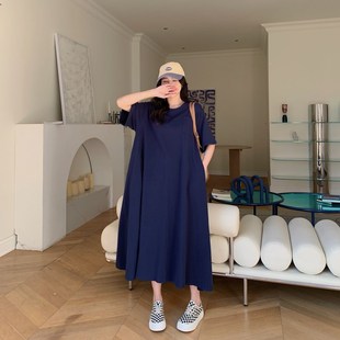 胖女生连衣裙超宽松遮肚子显瘦a字裙纯棉2025夏季大码长裙子夏装