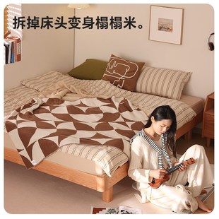 实木床1米5的双人床加床垫北美红橡木加厚全实木次卧135cm宽的床