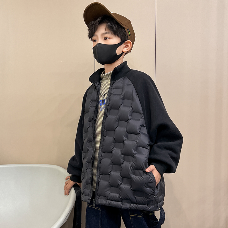 童装男童羽绒服2022新款儿童轻薄款中长款冬季冬装加厚炸街外套潮