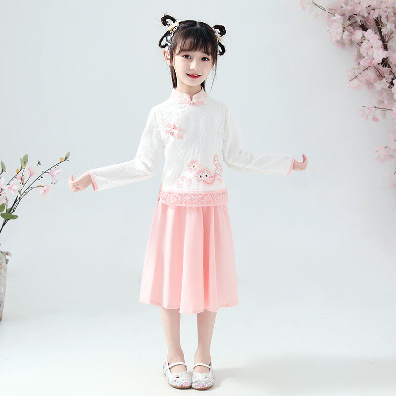 小众高货女童汉服春秋2020新款儿童古装民国风襦裙小女孩唐装中国