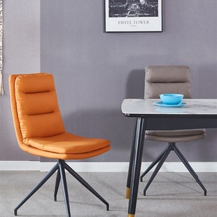 北欧皮革椅子可旋转餐家椅用轻奢现代简约背子办公U转椅靠凳餐桌