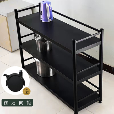 厨房收纳带轮子围栏置物架子34层多功能落地式家用烤漆微波炉层架