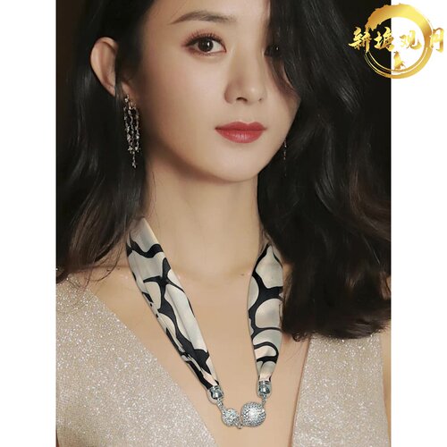 工厂销磁c扣丝巾发带网红新款磁力扣手链小长条女夏季休闲项链镶