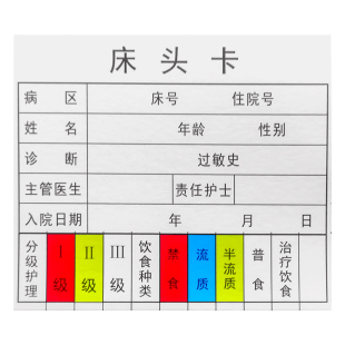 住院床头卡内芯定制医院病房床号牌疗养卫生院标识牌内心警示安全