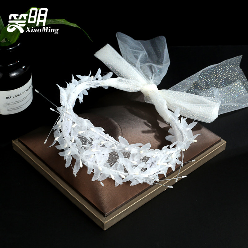 现货韩式森系手工l网纱新娘头饰婚纱礼服配饰外景拍照道具主结婚