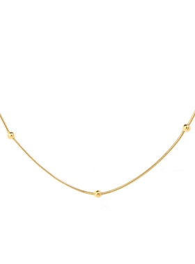 金色基础款叠搭珠珠项链女锁骨链颈链小众设计感高级冷淡风不掉色